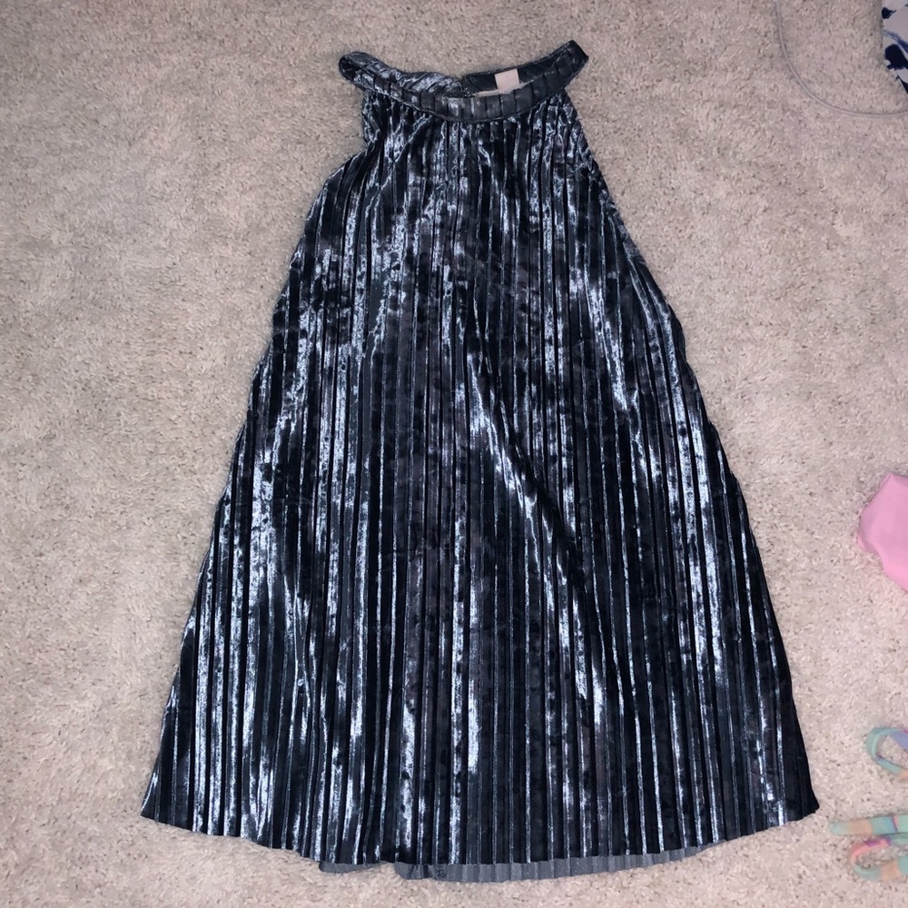 Blue velvet halter neck tank